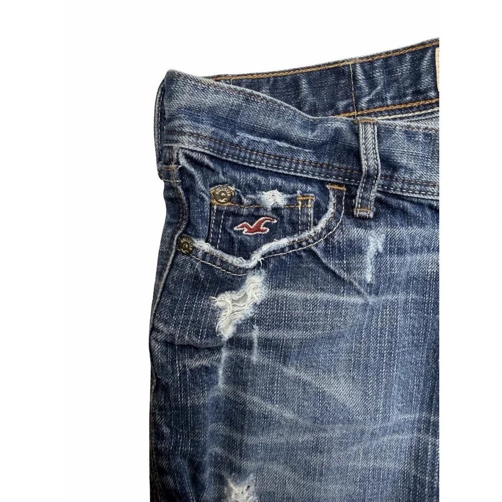 Y2K Hollister Distressed Denim Shorts Size 1 Low Rise Frayed Cutoff Festival